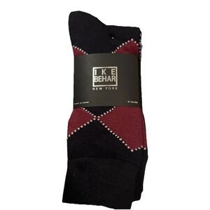Men's Dress Socks 4-pack Navy Multi-Color Patterned‎ Sz 6.5-12 IKE BEHAR NWT